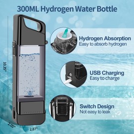 Janebrty Hydrogen Enriched Water Bottle 2000+PPB Easy-to-Use Hydrogenated Water Generator with SPE/PEM Technology USB Rechargeable, Hydrogen Water Pitcher Replacement for Office Sport Gift Women Men