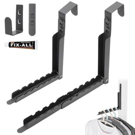 CEWROM Wall Mounted Clothes Hooks, Foldable Clothes Rack, Clothes Rail with 6 Slot Holes, Metal Coat Hooks for Balconies, Bathroom, Laundry Room (Pack of 2)