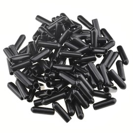 Acoeitl Round Rubber End Tube Bolt Caps Cover Plug Insert Screw Thread Protectors 1/8 Inch Inner Diameter 15mm Length Flexible Cover Sharp Tip Prevent Table Scratch Not Leave Marks Black 60Pcs