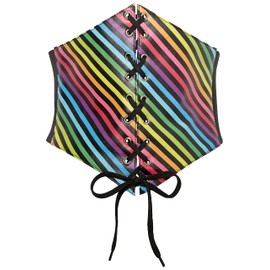 Lavish Rainbow Stripes Lace-Up Corset Belt Cincher (5X)