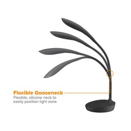 Bostitch Office KT-VLED1502-BLK Gooseneck LED Desk Lamp with USB Charging Port, Dimmable, Black