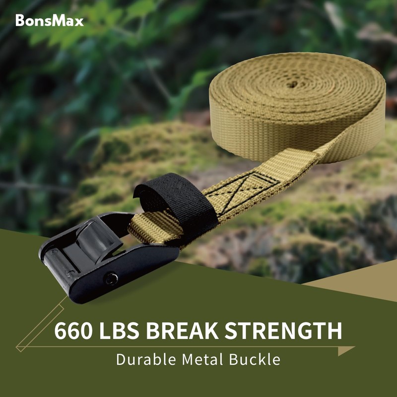 BonsMax Tie Down Lashing Strap with Buckle, Securing Strap for