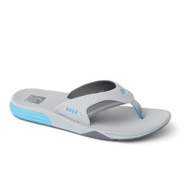 REEF Cushion Fanning Mens Flip Flop, Arch Support, Durable Outsole, Water Friendly, Light Grey/Blue, 9