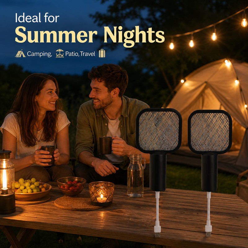 2 Piece USB Mosquito Swatter Trap for Camping – 2-in-1