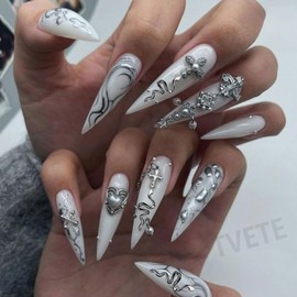 TVETE Nail Parts, Snake, Nail Parts, Snake [20 Pieces, 0.5 x 0.3 inches (13 x 8 mm)] 3D 3D 3D Metal Snake Parts Simple Nail Decoration Parts Metal Nail Art Handmade Nail Decoration Nail Accessories