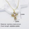 Joddfly 2-PCS Multi-Color Stainless Steel Cross Pendant Necklace with Zircon