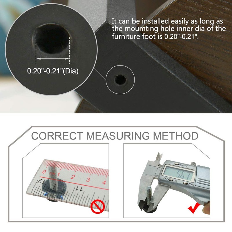 sourcing map Furniture Gliders 4 Pieces Levelling Feet M6 x