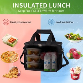 iknoe Insulated Lunch Bag, Foldable 8.5L Cooler Bag for Men & Women, Leakproof Thermal Design, Great for Office, Picnic, Travel, Lunch Box, Black