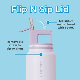 GROSCHE Alpine Flip n' Sip 40 oz Insulated Water Bottle - Stainless Steel, Leakproof Flask with Straw - Perfect for Gym, Travel & Outdoor Use - Keeps Water Cold up to 60 hrs - Lavender