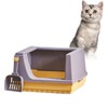 Cat Litter Box Semi Enclosed Heightened Fence Prevent Leakage Large