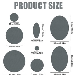 5 Sheets/40pcs Down Jacket Patch, Gray Self Adhesive Nylon Repair Patch Tape Washable Fabric Outerwear Repair Tape for Coats Puffer Down Jackets Tents Sleeping Bags(Round, Oval)