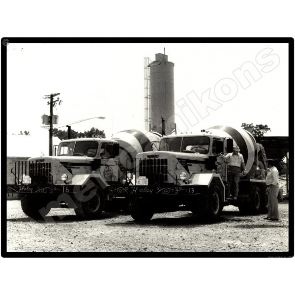 White Trucks New Metal Sign: White Concrete Mixer - Haley
