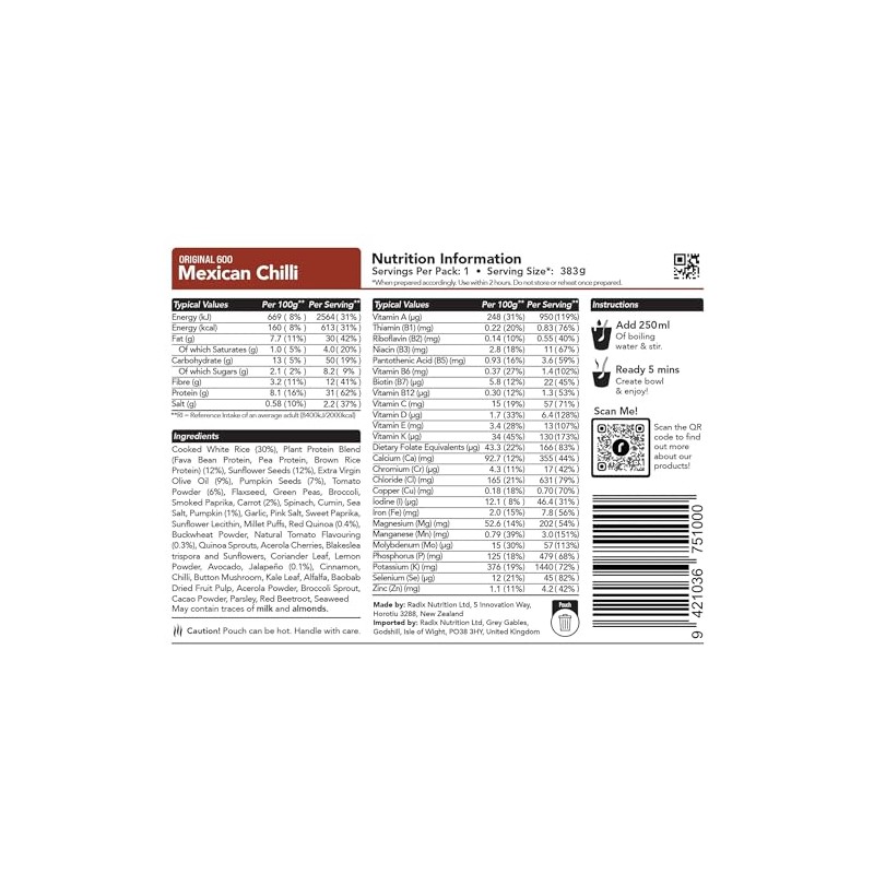 Radix Original Meal - Mexican Chilli