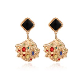 Leaf Statement Earrings for Women, Autumn Leaf Earrings for Girls, Baroque Leaf Dangle Earrings, Hypoallergenic, Bohemian Leaf Earrings Studs, Autumn Maple Leaf Drop Earrings, No, No