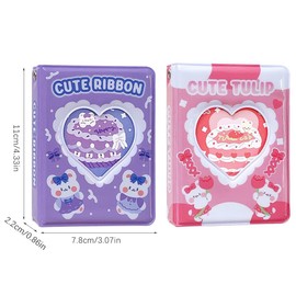 Hwtcjx Pack of 2 Photocard Binder, Kpop Photocard Holder, 3 Inch Cute Mini Photo Album Kpop Binder, Portable Kpop Photocard Binder Mini Photo Album for Photocard Collection, 40 Pockets (Purple and