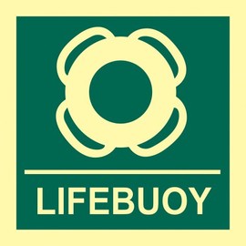 'Lifebuoy' Sign, Flexible Photoluminescent Vinyl (150mm x 150mm)