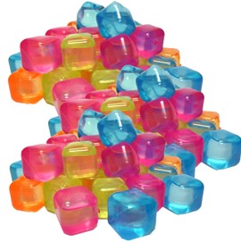Trends4Ever 50 Reusable Ice Cubes for Parties - Ice Cube Shape - Colourful, Plastic, Permanent Ice Cubes