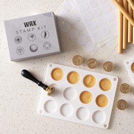 Hoppler Wax Seal Kit Having 6 PCS Wax Seal Stamp Heads, 1 PC Wood Handle Perfect Wax Stamp Seal Kit for Letter Sealing with Different Patterns for Gift Box Sealing