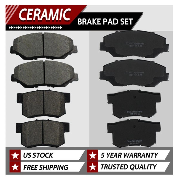 SIPAUTEC 8PCS Ceramic Brake Pads D914 D1086 for 2012-2016 Honda