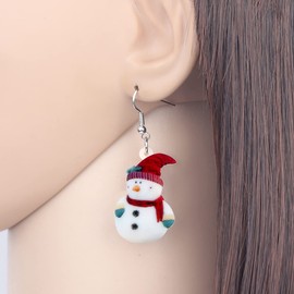 BAMAY Christmas Acrylic Cute Skating Snowman Earrings Dangle Novelty Jewelry Gifts for Women Girls Charms (Multi)