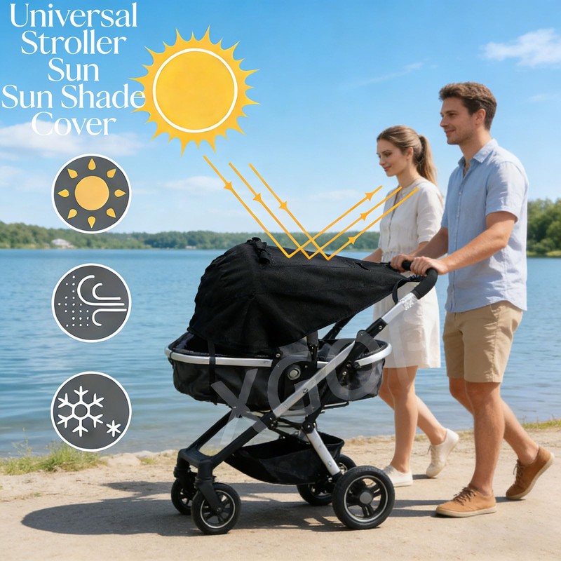 Baby Stroller Universal UPF 50+ Sun Protector Shade Blackout Cover