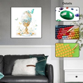 GOUOYANA Diamond Art Kits for Adults, Easter Egg 5D Diamond Painting Kits for Beginner DIY Gem Art Full Drill Diamond Dots Crystal Craft Kits for Home Wall Decor Gifts 12x12inch