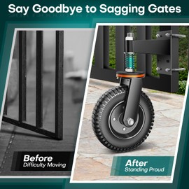 FVCLBZ Gate Wheel 8inch for Metal Tube Gate Wooden Door, Farm gate Wheels, 700 lbs Capacity Spring-Loaded Caster, Dual Mount Options (Straight/U-Bolt)