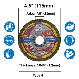 WA 100PACK - 4 1/2 inch Green Cutting Wheels for Metal & Stainless Steel Angle Grinder Cut-Off Disc Aggresive Cut Diameter (4½''X 7/8", 100PACK)