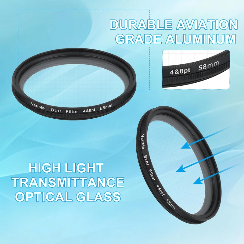 sourcing map 58mm Variable Star Filter, Starburst Lens Filter 4-8