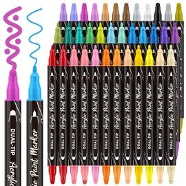 ANYUKE Acrylic Pens for Stones, Waterproof, 36 Colours, Dual Tip Acrylic Paint Set, Acrylic Pens, Waterproof Pens for Painting, Wood, Decoration, Easter Eggs, Easter, Crafts, Children