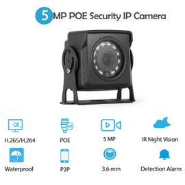 REVODATA 5MP IP65 Waterproof POE IP Camera,12 pcs LEDs IR Night Vision, 3.6mm Lens Ultra HD Mini Indoor Security Video CCTV Camera H.265/H.264 (I704-2-P-HSV6)