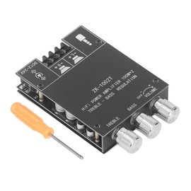 ZK-1002T Bluetooth Amplifier Board, 100W+100W 2.0 Channel Stereo Amp Board, BT and AUX Inputs, 12-24V, with Treble and Bass Control