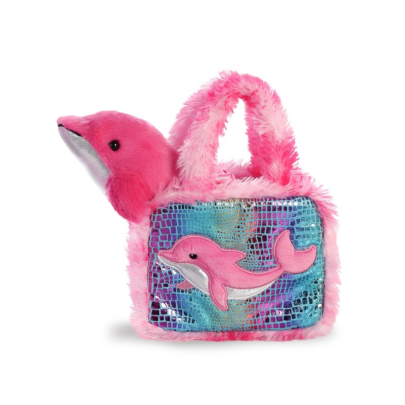 Aurora World Pet Carrier Plush Toy Animal, Fancy Pals Dolphin,
