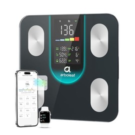 arboleaf Smart Scale for Body Weight and Fat, High-Precision Digital Bathroom Scale with 4-Electrode BIA, 7-in-1 Display for BMI Body Fat Muscle Mass, 14 Metrics in App, Trend Tracking, Max 400lb