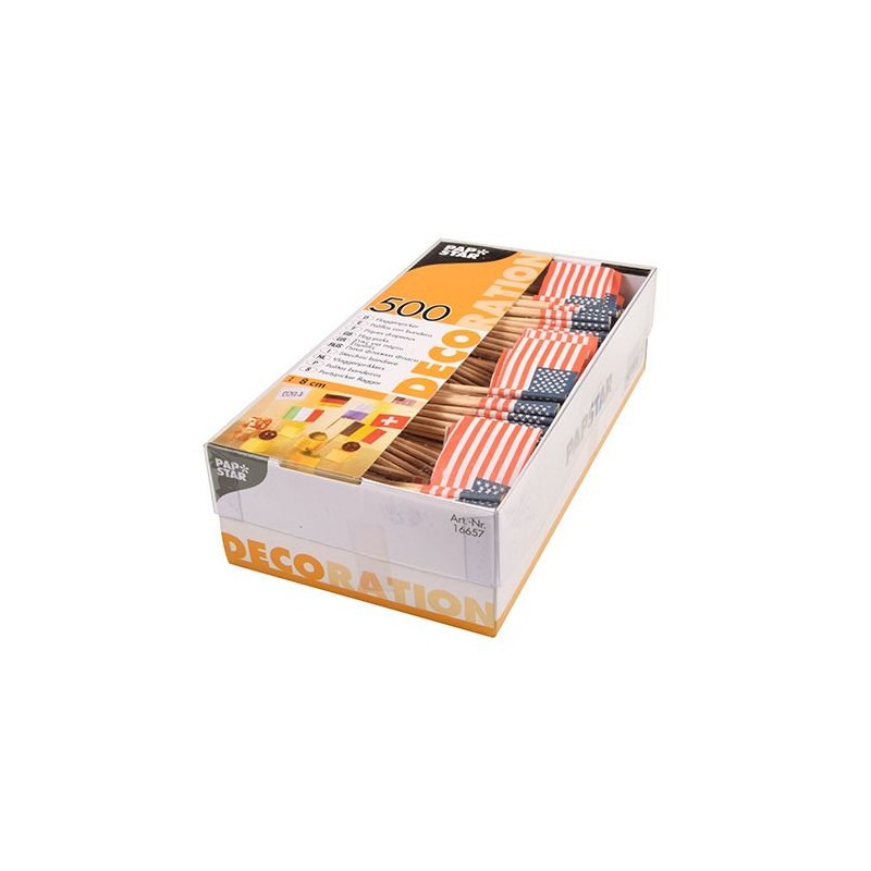 500 party picks, flag picks, 8 cm, America, USA, Papstar