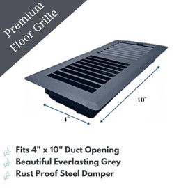 Sierra Grates Precision Flow 4"x 10" Steel Floor Register - 2 Way Louvered Design,Grey Finish - Premium Home Vent Covers, Durable & Decorative - Fits 4"x10" Duct Openings, Easy Installation