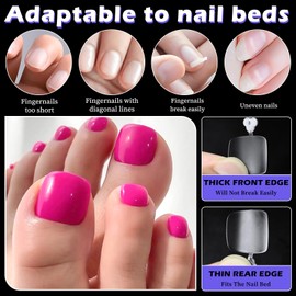 240pc Fake Toenails Full Cover Cover Gel Toe Nail Tips Clear Press on Toenail, Short Square Fake Toes Nails Tips Matte Gel Toenails Extrension False Toe Nail Feet Artificial Toenail Tip