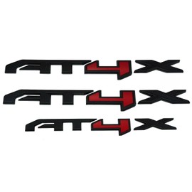 Emblems Doors Rear Car Badges Decals Replacement for 2023-2024 AT4X 3PCS (Matte Black Red)