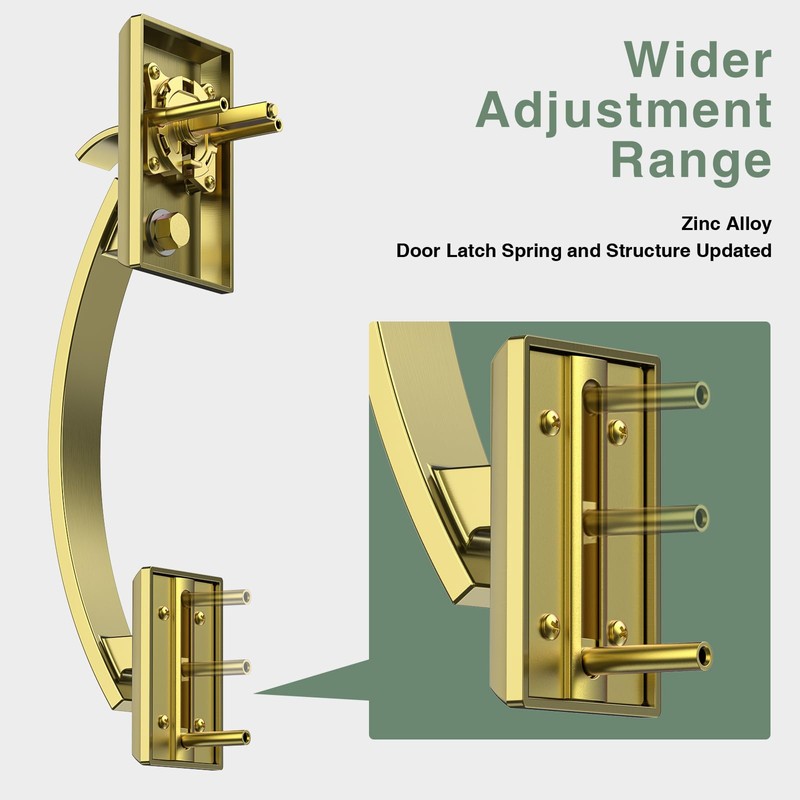 Floresita Front Door Lock Set, Gold Front Door Handle and