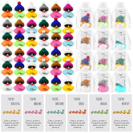Liliful Employee Appreciation Gift Bulk for Coworker Inspirational Mini Rubber Ducks with Glasses You Are Awesome Sign Cheer up Card Thank You Gift for Staff Team Teacher Women