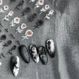 Dedyel Rose Nail Art Stickers 3D Floral Nail Decals Valentine Bridal Nail Art, Rose Design Self-Adhesive Nail Stickers for Women Girls DIY Nail Decoration