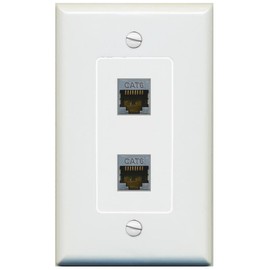 RiteAV 2 Port CAT6-SHIELDED Jack Coupler Female-Female Decorative Wall Plate [Gray]