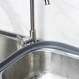 2 metros de Barrera de Silicona anti derrames de agua, liquidos, Autoadhesivo, tira de retención de agua para Ducha, baño, regadera, area de lavado, retrete, lavabo, cocina, lavadero (Negro)