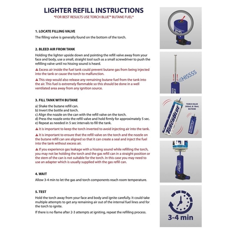 Torch Blue 18 ml Butane Fuel Refill for Torch Lighters