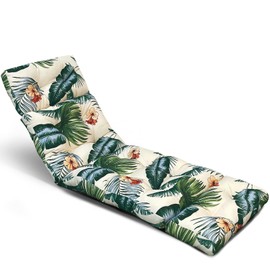 Eoieov Waterproof Lounge Cushions for Outdoor Indoor Furniture,75x24x3.9 Inch Non-Slip Printing Lounge Chaise Chair Cushions Replacement with Back Cover Ties for Pool Porch Beach,Hawaii