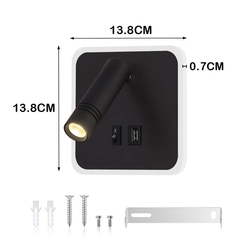 ERWEY LED Reading Lamp Wall Mounted, Bed Lamp Adjustable 3