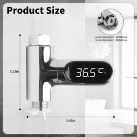 Shower Thermometer,Led Digital Display 360°Rotating Screen Baby Bath Water Power Support Fahrenheit Celsius Home Bathroom Kitchen Water Thermometer for Shower Bath Handheld Sprinkler Head