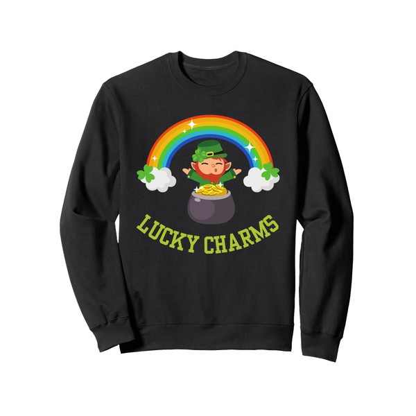 Lucky Charms Leprechaun Rainbow Coin Charm St Patrick's Kids Sweatshirt