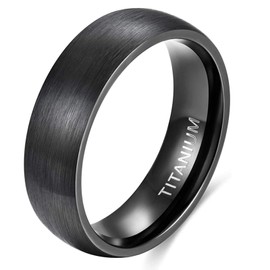 Zakk 6mm 8mm Titanium Ring Brushed Dome Engagement Wedding Band for Men Women Silver/Black Comfort Fit (Black 6mm,Size M 1/2)
