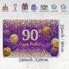 90th Birthday Decorations for Women, Purple Fabric Sign Poster Birthday